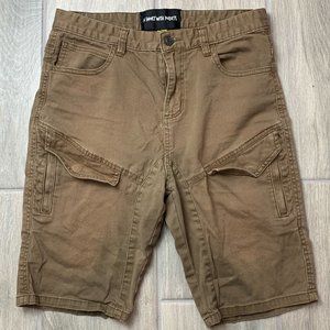 Factorie Mens Cargo Khaki Shorts Size 32 Brown